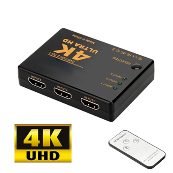 【LineQ】標準4K2K HDMI 3進1出遙控切換器(UH-7593C)(1入)