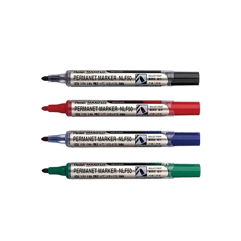 【Pentel 飛龍】MAXIFLO 後壓油性筆 圓頭 1.5mm (/支 NLF50)