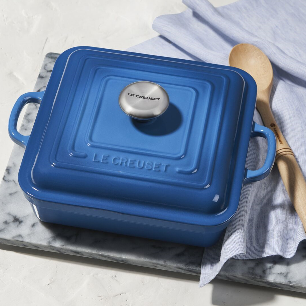 LE CREUSET 青 片手鍋 Le Creuset】典藏方鐵鍋24cm(火焰橘/土耳其藍) - 全聯全電商