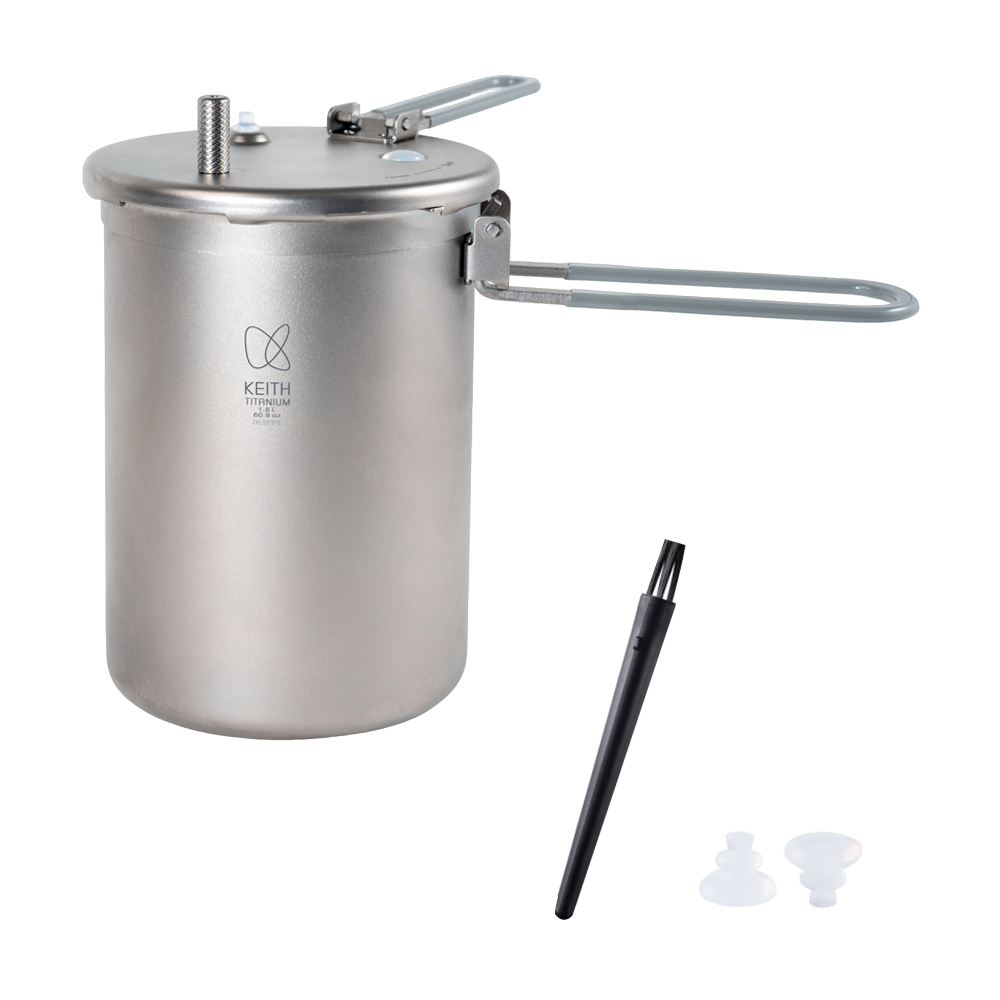 【Keith 純鈦】鎧斯鈦輕量高山壓力鍋1.8L / Ti6302(迷你壓力鍋 露營鍋具 熬湯煮飯野炊 戶外煮食 輕量登山鍋)