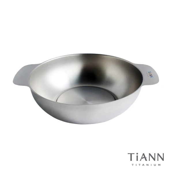 <618必搶>【TiANN 鈦安】純鈦蘋果碗 1500ml(個人鍋/露營鍋/沙拉碗/大碗公)