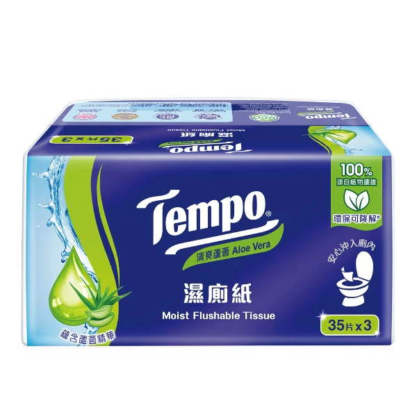 【TEMPO】濕式衛生紙-清爽蘆薈(35抽*3包)