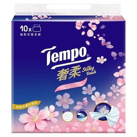 【TEMPO】奢柔四層抽取式衛生紙-櫻花香(80抽*10包)