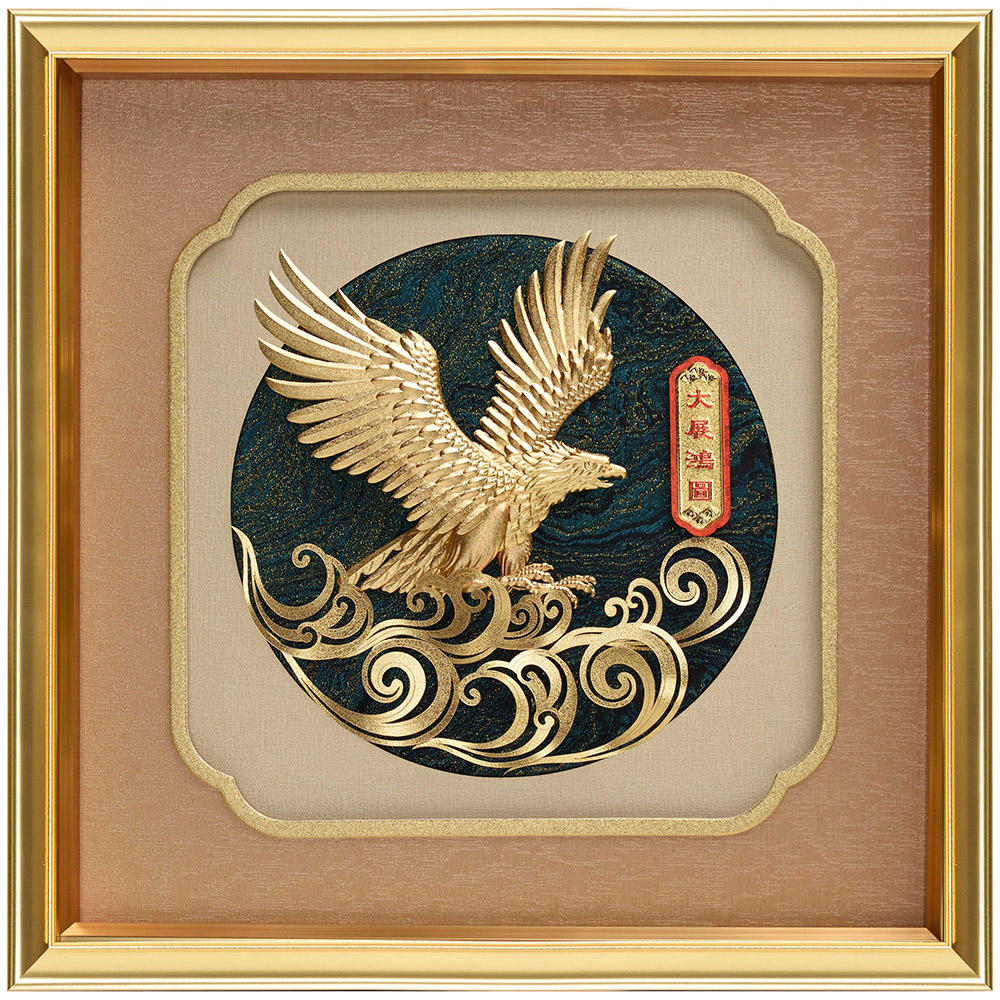 開運陶源】金箔畫純金豐年系列【大展鴻圖老鷹】(30x30cm) - 全聯全電商