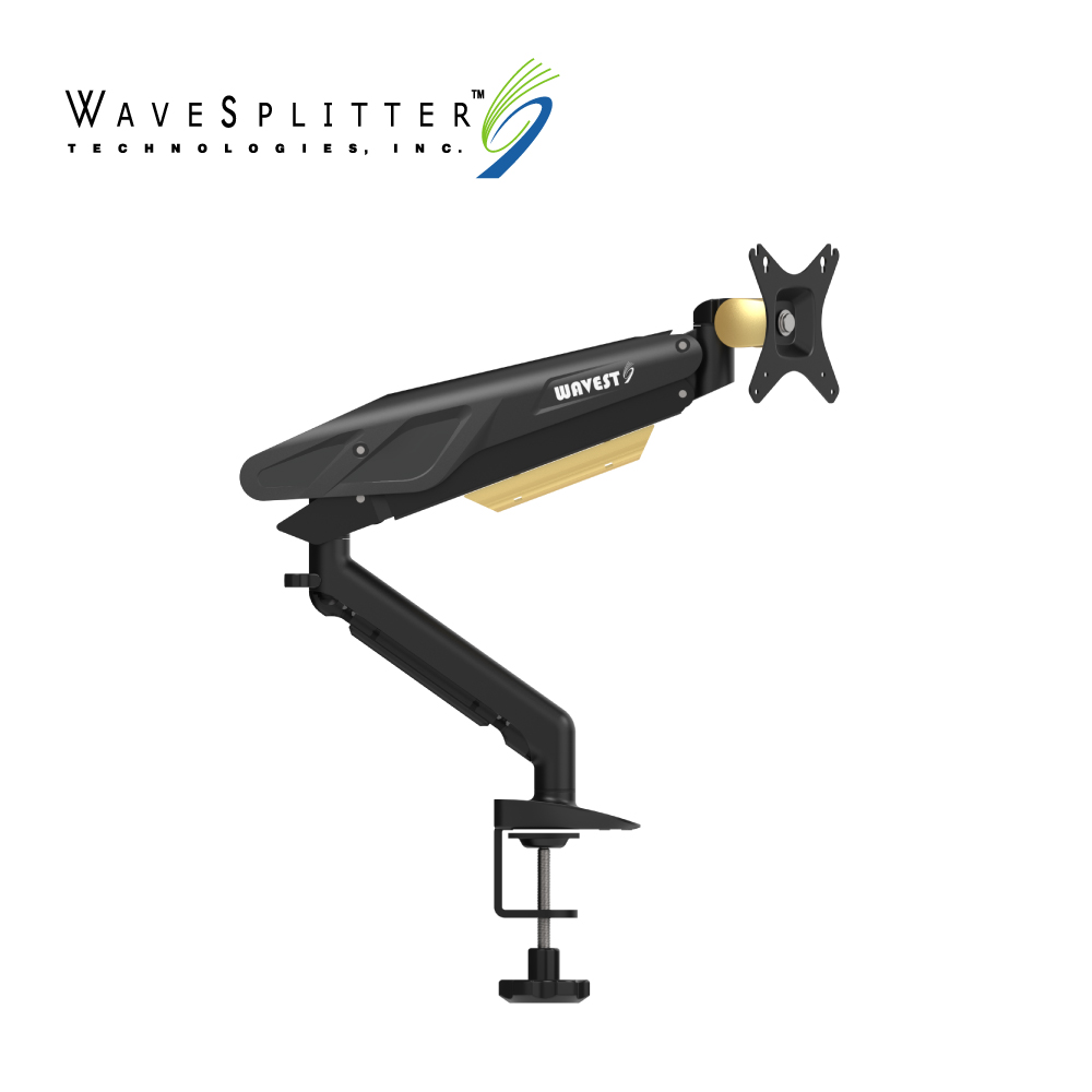 【WaveSplitter】WaveSplitter 威世波 電競Style 鋁合金 氣壓式 螢幕支架 [桌夾式]黑耀金(WST-MNT005 ...