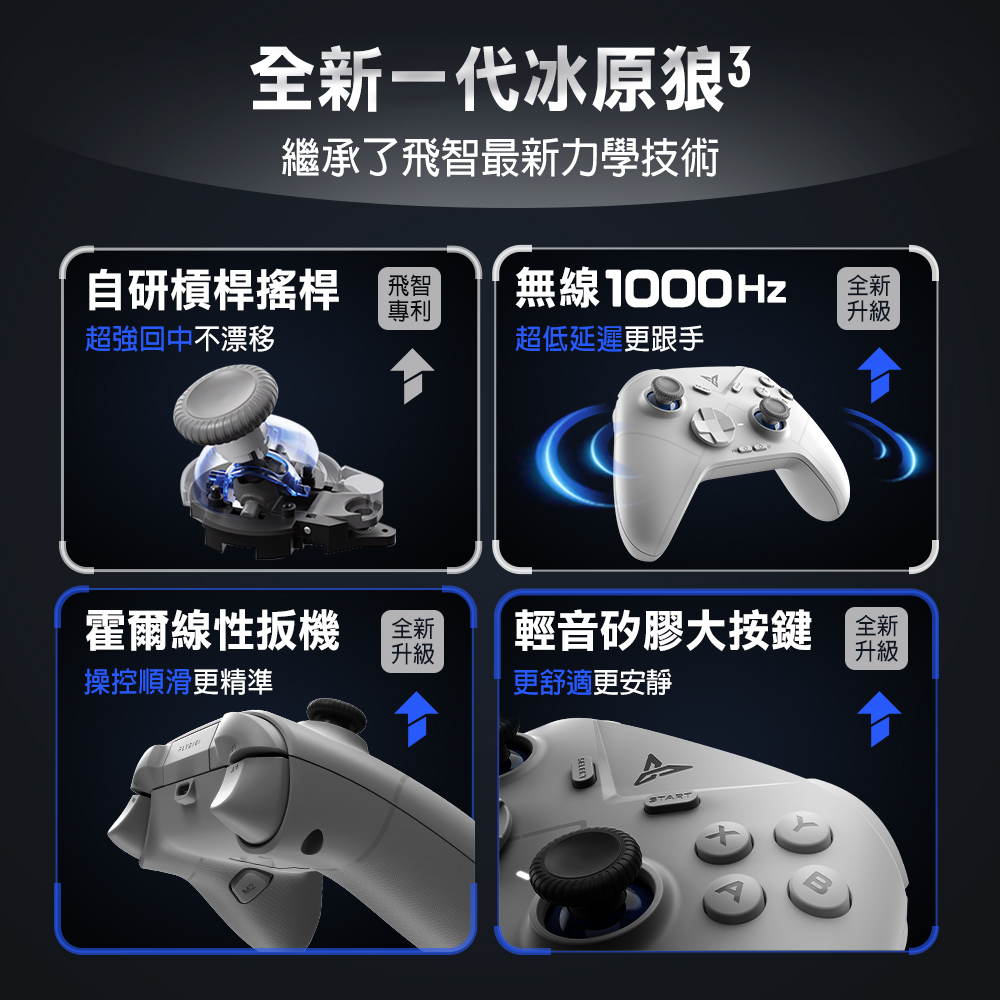 Flydigi 飛智】冰原狼3 槓桿搖桿遊戲手把(支援Switch Steam 電腦手把藍牙手把魔物獵人荒野_台灣總代理信星科技) - 全聯全電商