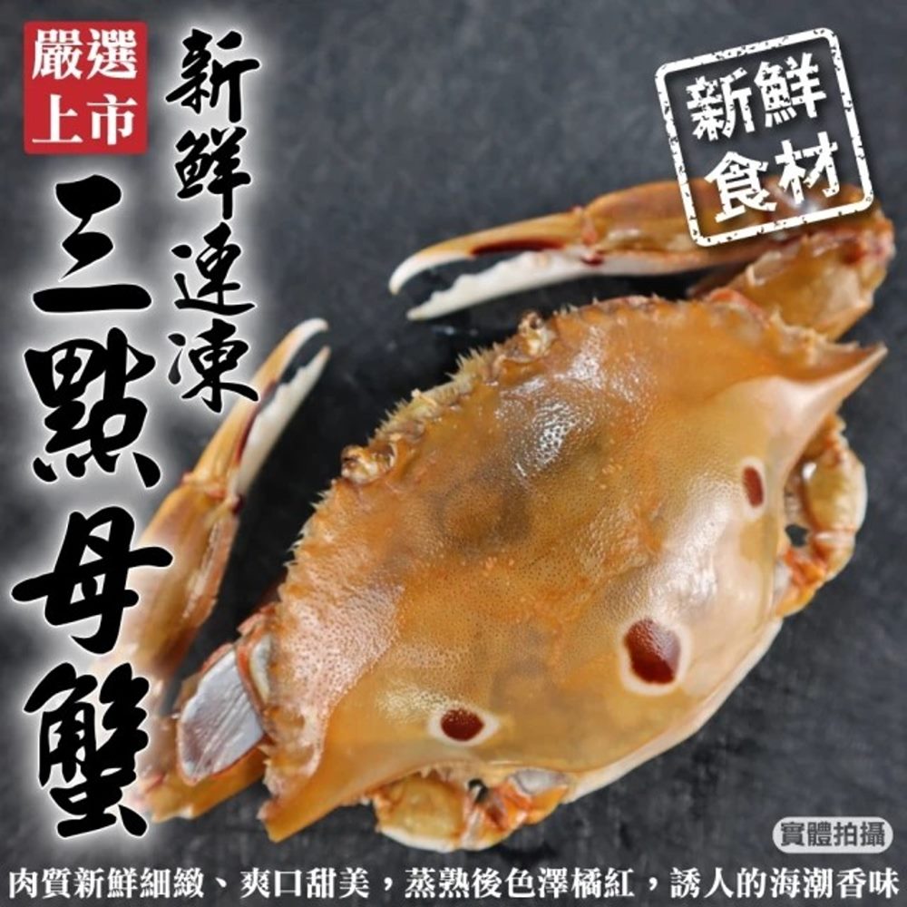 【海陸管家】活凍野生三點母蟹(共30隻 3隻/500g/包)