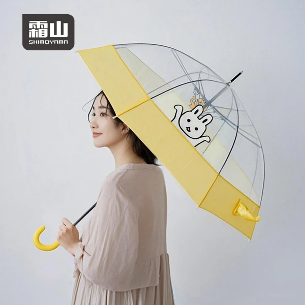【日本霜山】塗鴉童趣風8骨晴雨兩用長柄傘-多色可選(透明傘/果凍傘/速乾傘)