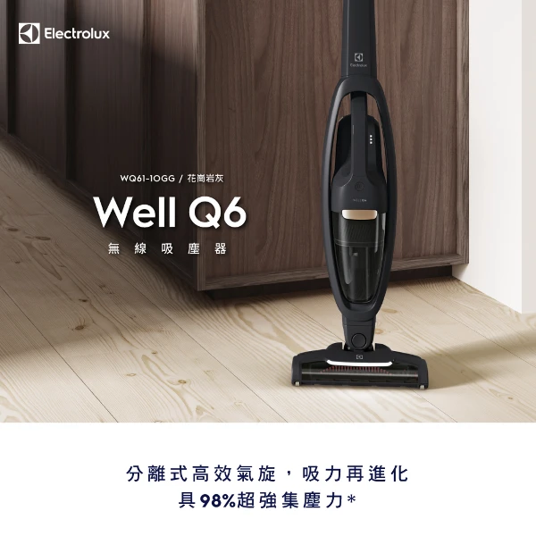 <618必搶>【Electrolux 伊萊克斯】Well Q6 無線吸塵器 - 花崗岩灰(WQ61-1OGG)