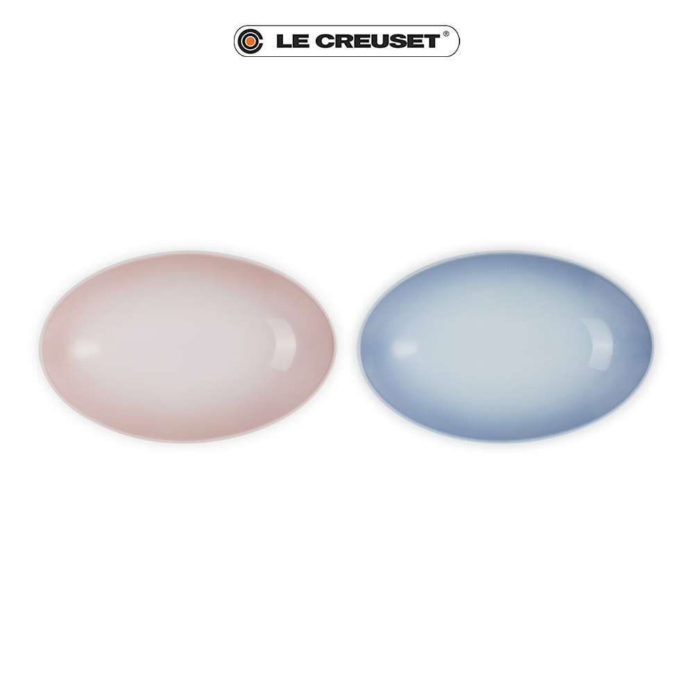 Le Creuset】輕虹霓彩系列橢圓深盤23cm(貝殼粉/海岸藍)(2入組) - 全聯