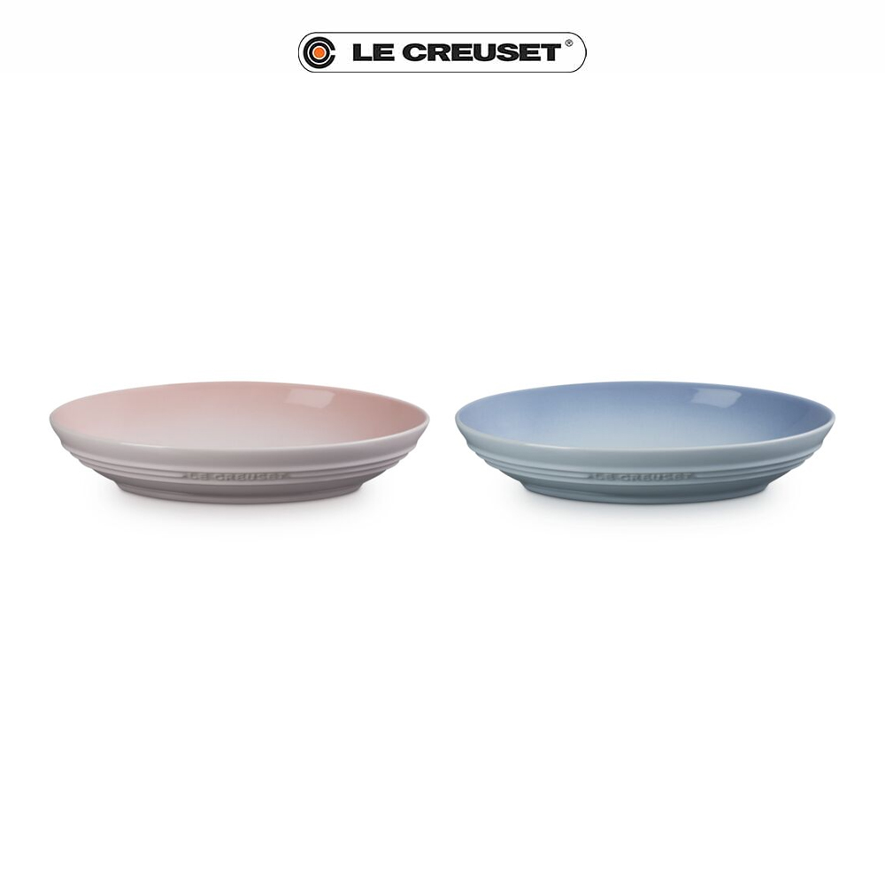 Le Creuset】輕虹霓彩系列橢圓深盤23cm(貝殼粉/海岸藍)(2入組) - 全聯