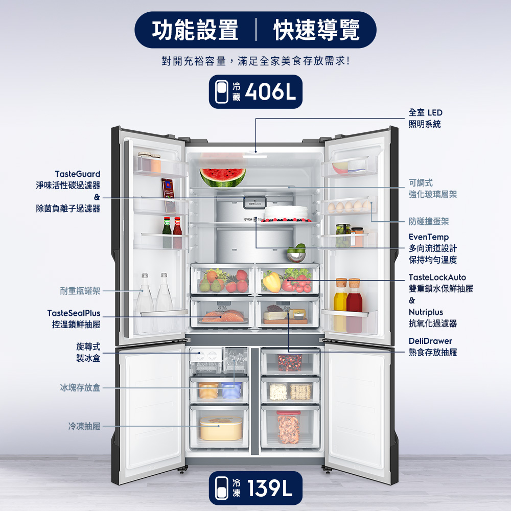 Electrolux 伊萊克斯】545公升極致美味700 獨立式四門對開冰箱含基本