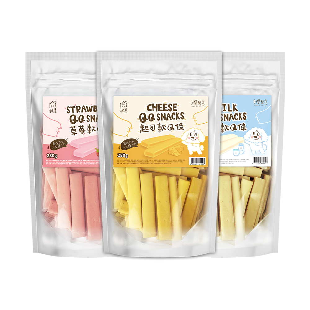 【Justbite 咬一口】軟Q條(起司/牛奶/草莓)280g(4包組) - 全聯全電商
