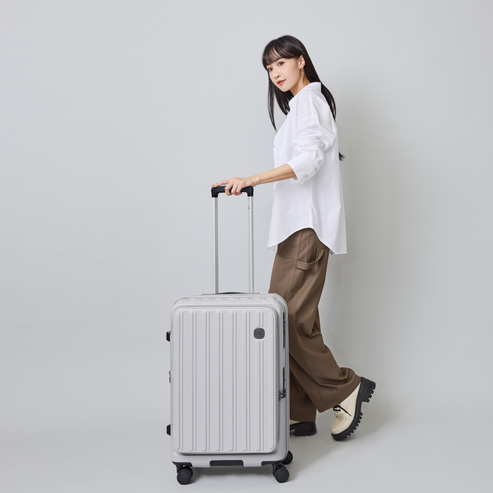 【J II】24吋/前開式/PC箱體/Hinomoto靜音輪煞車功能/旅行箱/行李箱-星辰灰-9001-24(行李箱-星辰灰-9001-24)