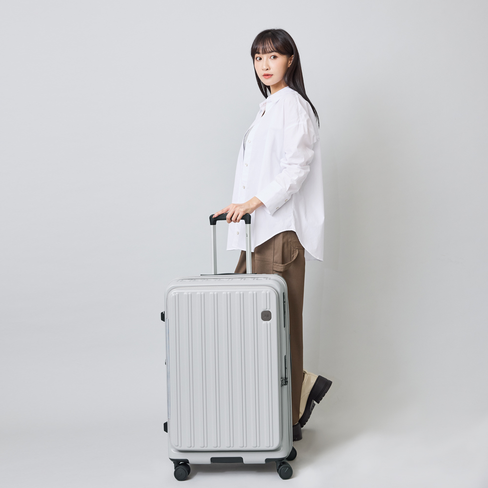 【J II】26吋/前開式/PC箱體/Hinomoto靜音輪煞車功能/旅行箱/行李箱-星辰灰-9001-26(行李箱-星辰灰-9001-26)