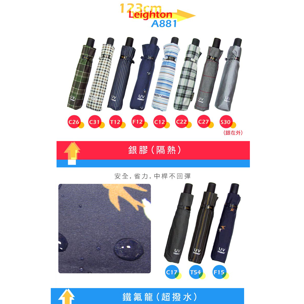 【Leotern 萊登】超大傘面無段自動開合傘 A881(顏色隨機出貨)