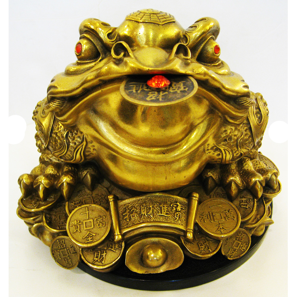 開運陶源】純銅金蟾蜍招財三腳咬錢蟾蜍(特大) 銅雕(27x27x20cm) - 全聯