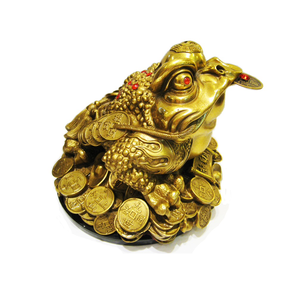 招財蟾 開運陶源】純銅金蟾蜍招財三腳咬錢蟾蜍(特大) 銅雕(27x27x20cm) - 全聯