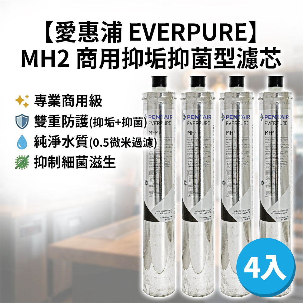 【愛惠浦】美國原裝 MH2 濾芯 抑垢抑菌型濾芯 9000加侖 4入(原裝平輸)