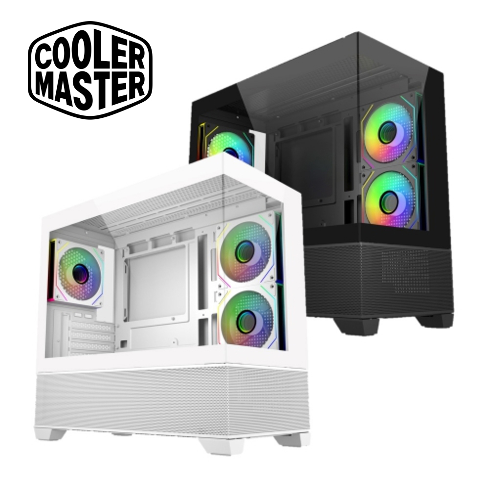 【Cooler Master 酷碼】Elite 490 黑/白 海景房機殼(M-ATX/顯卡長42.5cm/CPU高17cm/預裝ARGB風扇x3/前置TYPE-C)