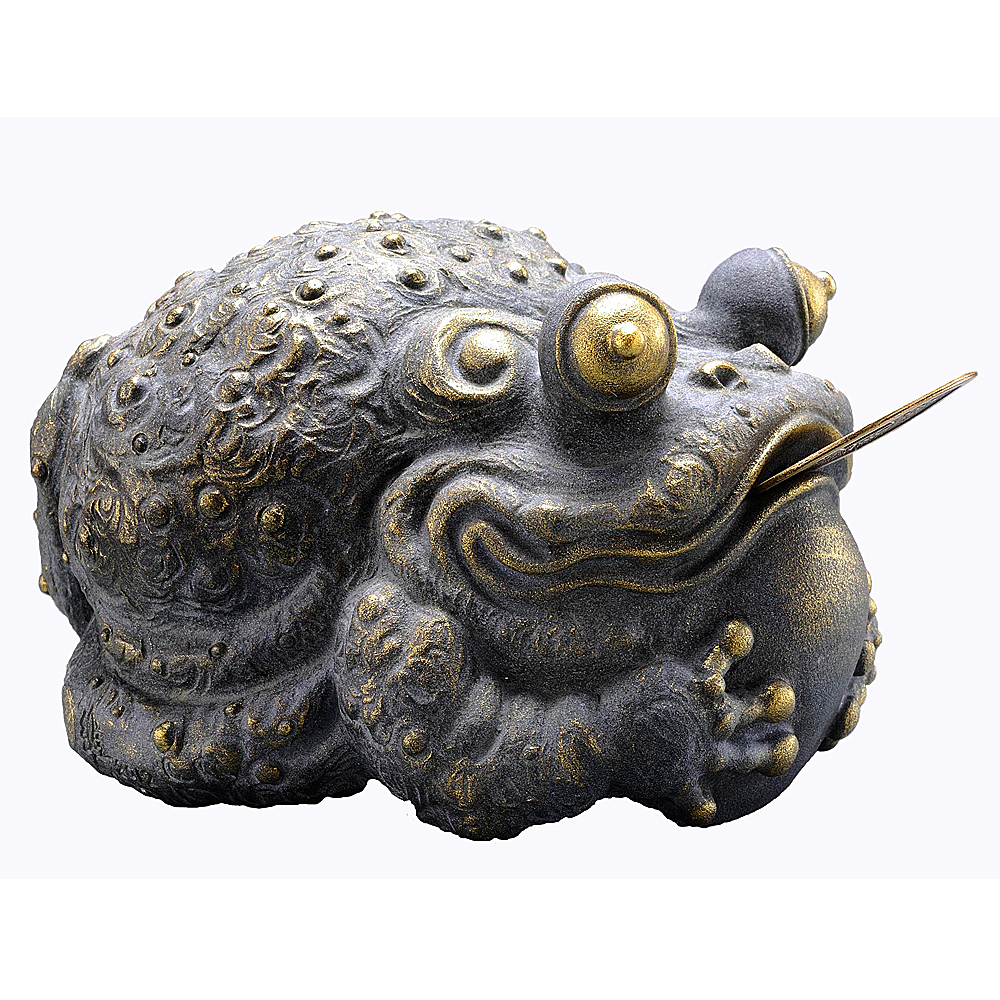 開運陶源】羅廣維原作【招財進寶旺福金蟾】青斗石招財咬錢蟾蜍