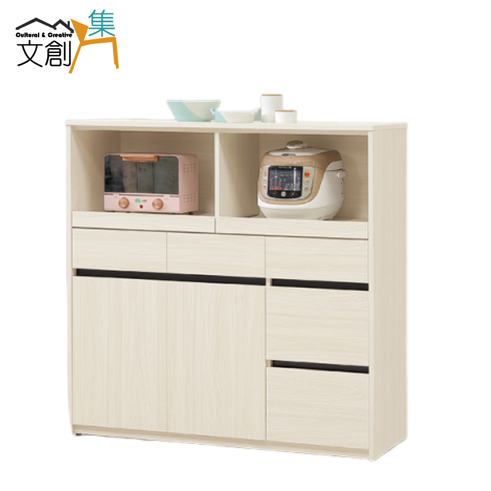 文創集】凱拉4尺岩板二門雙拉盤中高電器櫃/餐櫃(1組) - 全聯全電商
