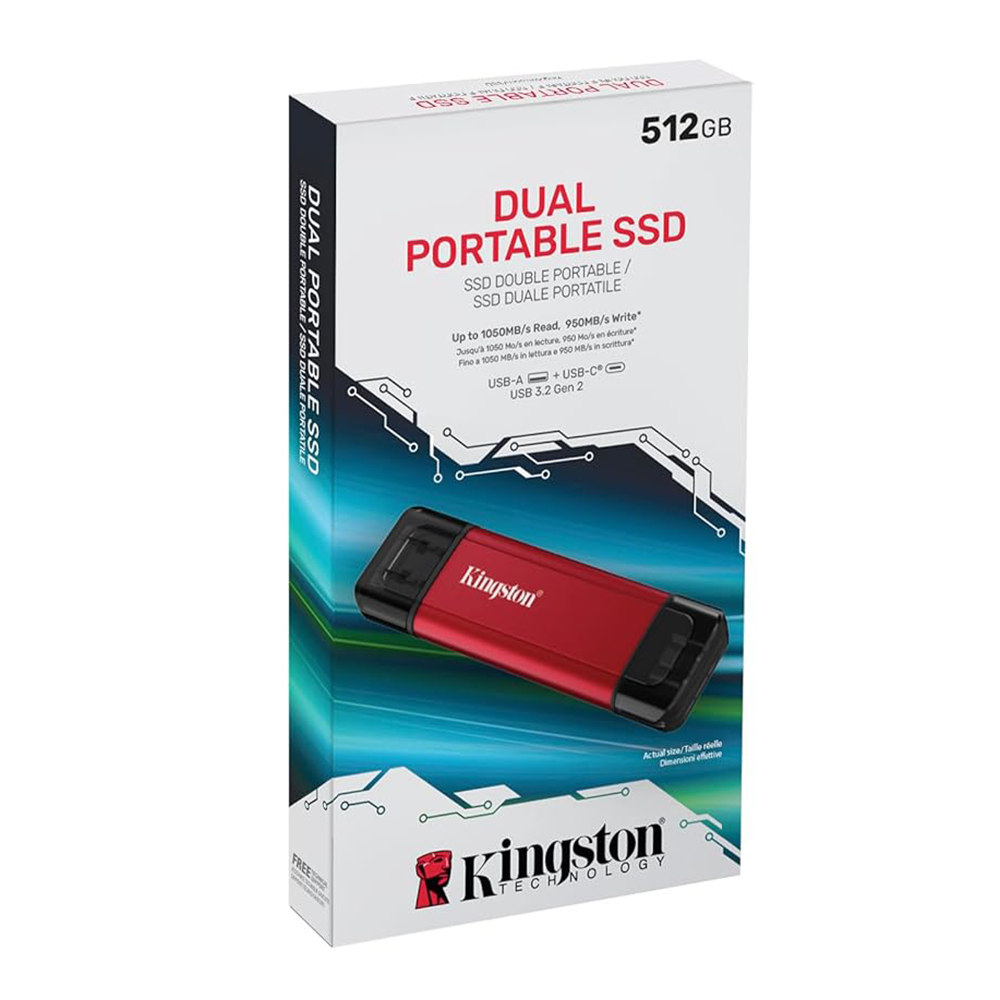 【Kingston 金士頓】512G Dual Portable 雙介面 USB-A/C 行動固態硬碟 SSD(SPSD)