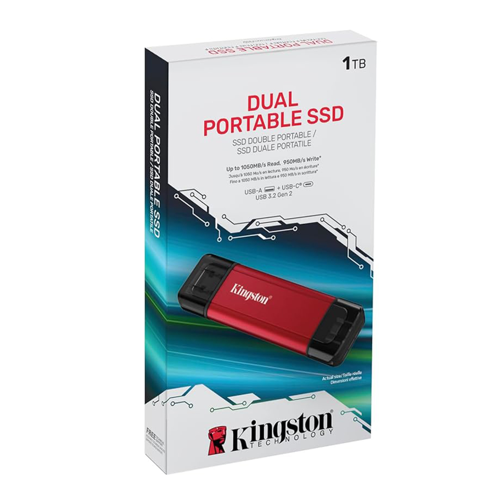 【Kingston 金士頓】1TB Dual Portable 雙介面 USB-A/C 行動固態硬碟 SSD(SPSD)