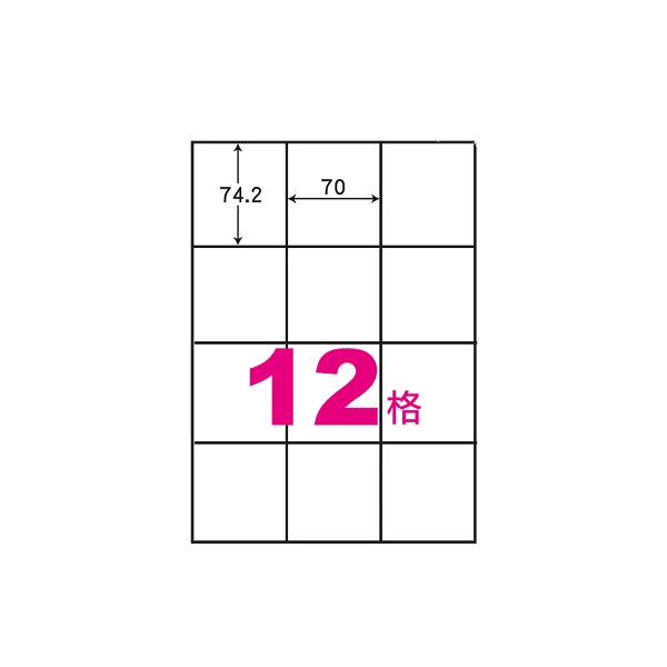 【華麗】阿波羅 A4 電腦列印標籤 12格 (1000張入 / 箱 WL-9612B-1K)