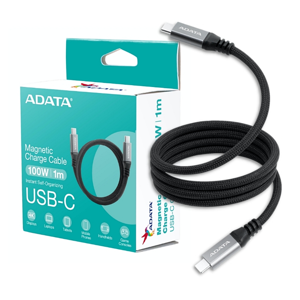 【ADATA 威剛】Type-C to C Magnetic Cable 100W 1M 磁吸 充電傳輸線(100cm)