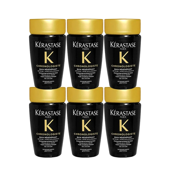 【KERASTASE 巴黎卡詩】黑鑽極萃逆時淨髮浴80ml*6入組(航空版)