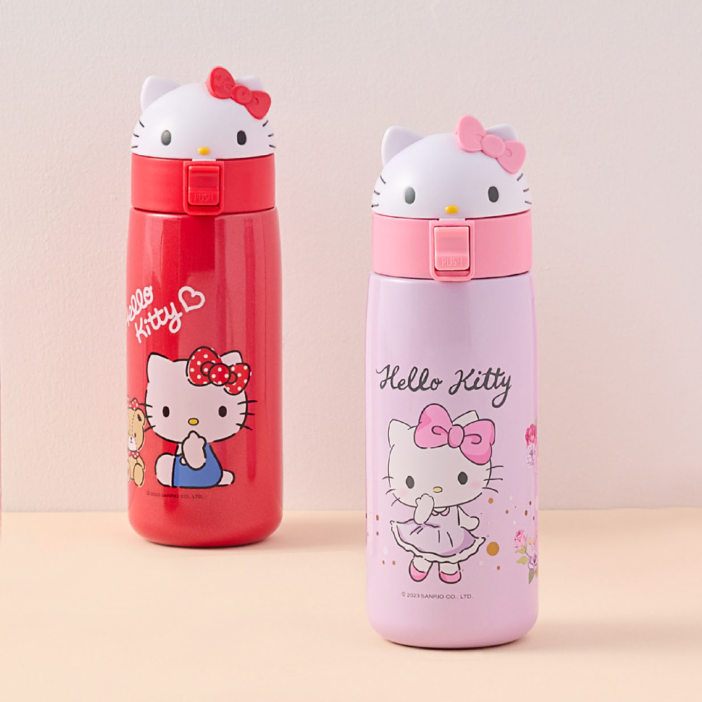 【HELLO KITTY】造型彈跳保溫杯第二代600ml(紫色)