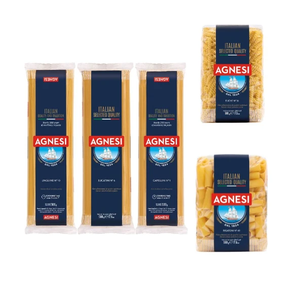 【Agnesi】義大利麵(直條通心麵 /  天使髮絲 / 細扁麵 / 螺旋麵 / 水管麵  500g)