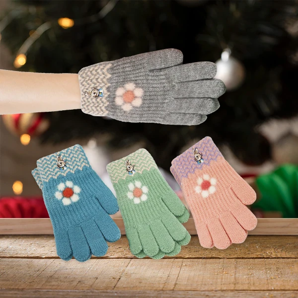 【一品川流】比得兔小花兒童刺繡手套(-14.5cm-GL5632-2雙入)