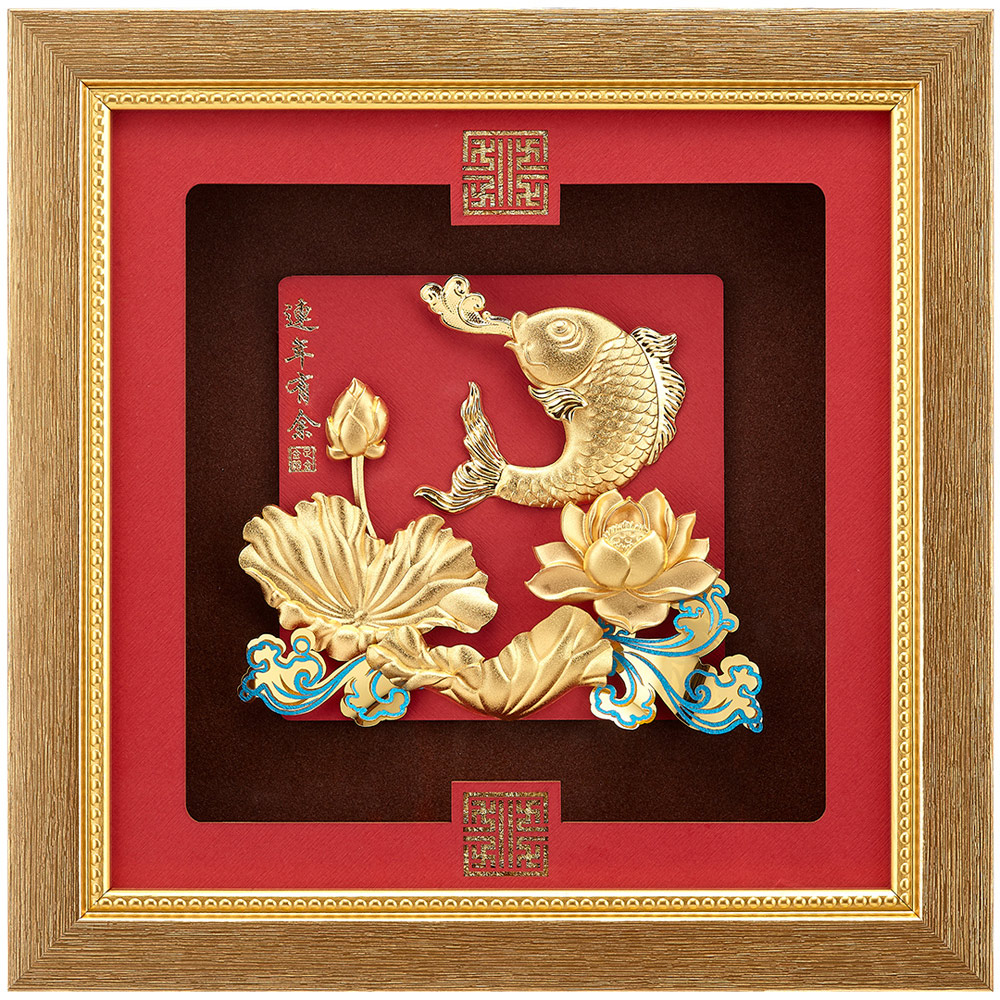 s*o様 終売日本画　純金箔2包(未使用1包)青貝箔1包洋箔1包純青金箔3包(未 開運陶源】金箔畫純金祥和系列~鯉魚【連年有餘】(24 x24 cm) - 全聯全電商