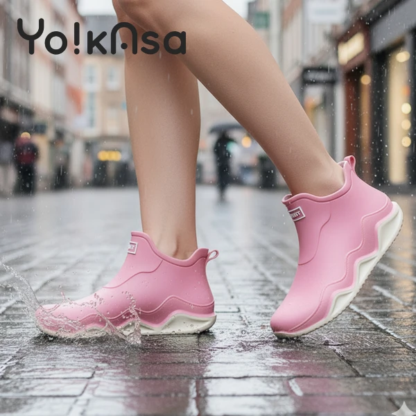 【Yo!kAsa】時尚短筒雨鞋 女款 一雙入(四色任選)
