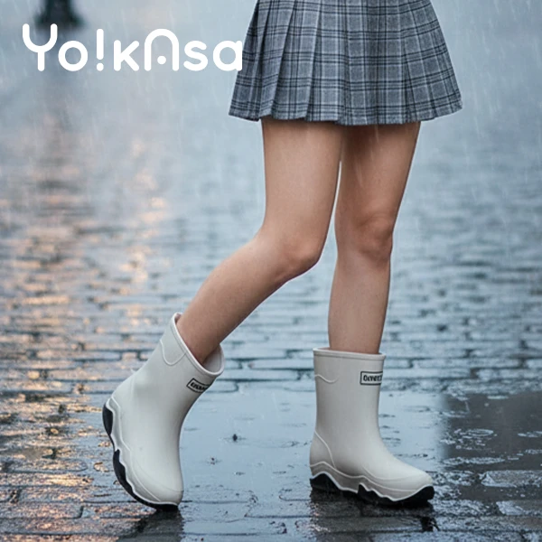 【Yo!kAsa】時尚中筒雨鞋 女款 一雙入(三色任選)