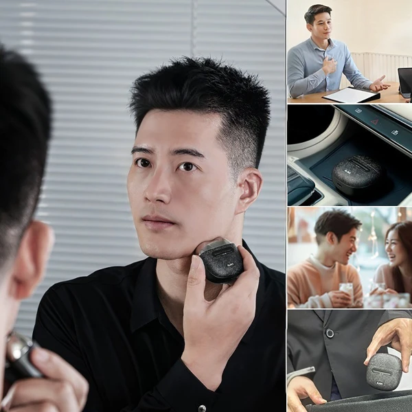 【iLIVI】Mini紳士高轉速360°環貼感應乾濕刮鬍刀(1件)