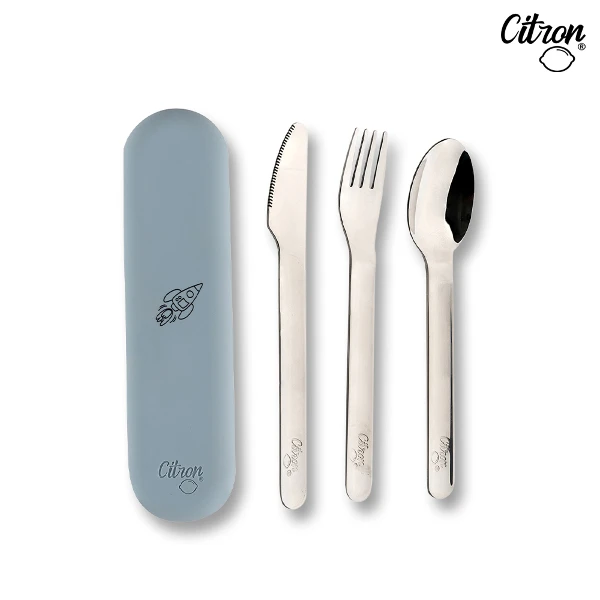 【Citron】兒童餐具組-霧靄藍(1入)