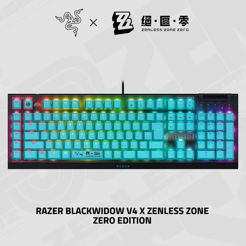 Razer 雷蛇】黑寡婦蜘蛛V4 X 幻彩綠軸英文鍵盤《絕區零限定版》(Razer