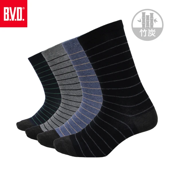 【BVD】竹炭細條紋男襪(抑菌 消臭 舒適)(B342 6入)
