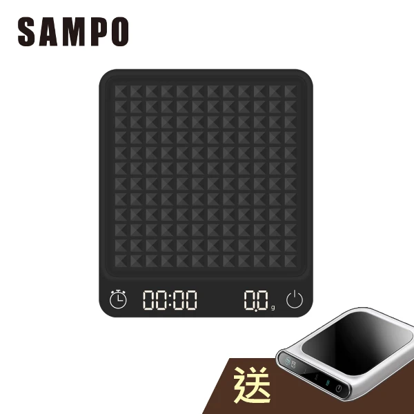 【SAMPO 聲寶】智能雙顯咖啡秤 贈送USB保溫杯墊和電池(自動計時/小數點 0.1g/咖啡豆/茶葉/手沖咖啡電子秤)