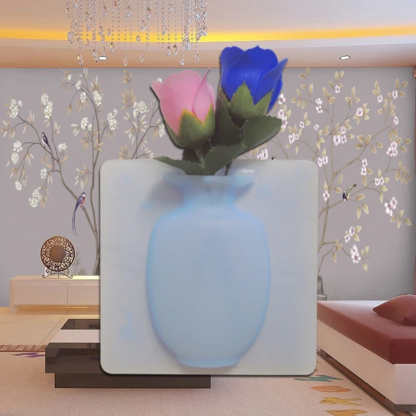 【GS MALL】魔術矽膠花瓶 貼式花瓶 花瓶 創意花瓶 壁貼式花瓶 盆栽花瓶 花器 魔術花瓶 矽膠花瓶 壁貼式(一入)