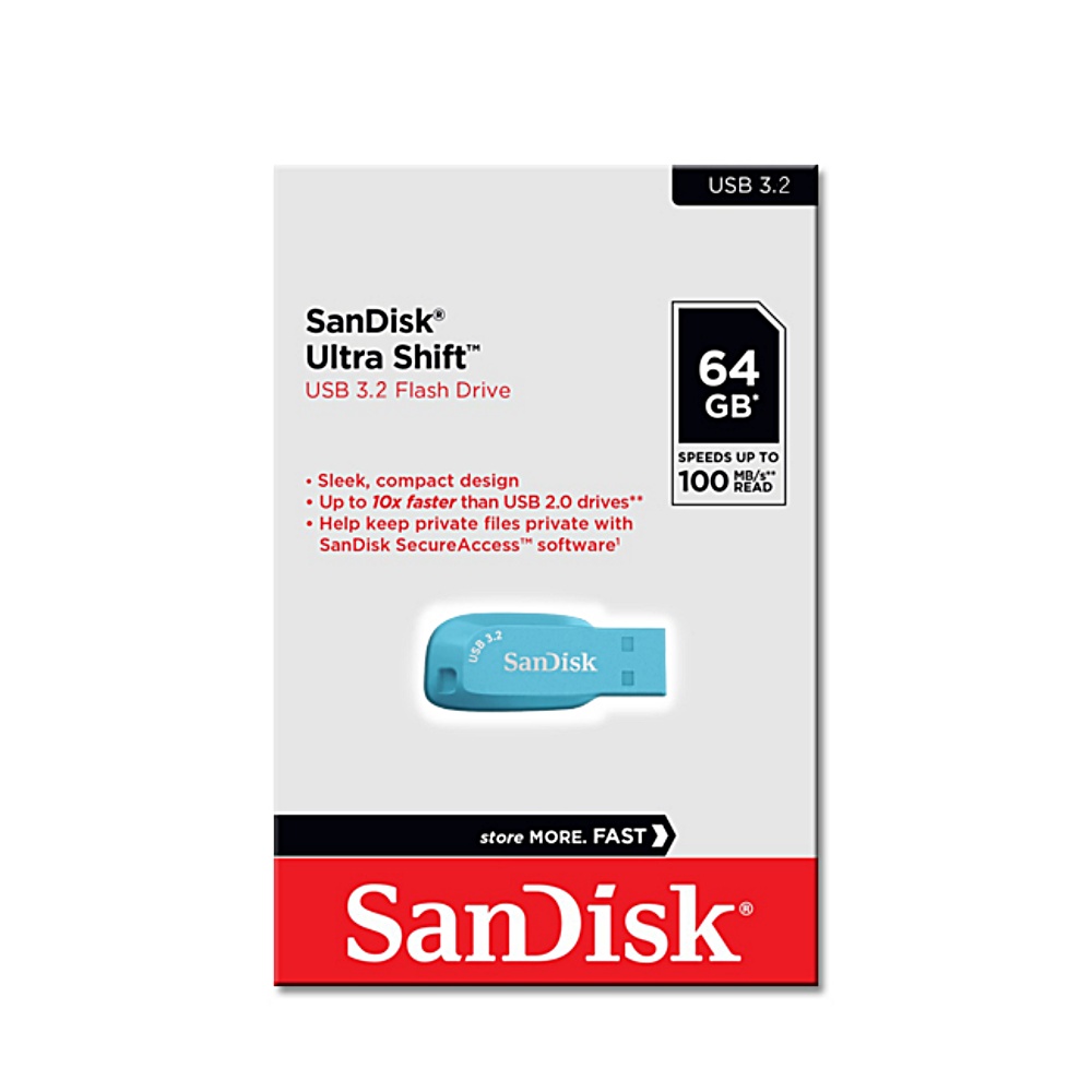 【SanDisk】SanDisk 64G Ultra Shift CZ410 USB 3.2 隨身碟 天空藍(CZ410)