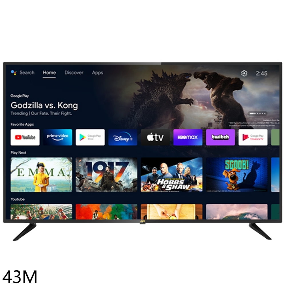 【JVC】43吋FHD連網智慧顯示器43M(含標準安裝 7-11商品卡200元)