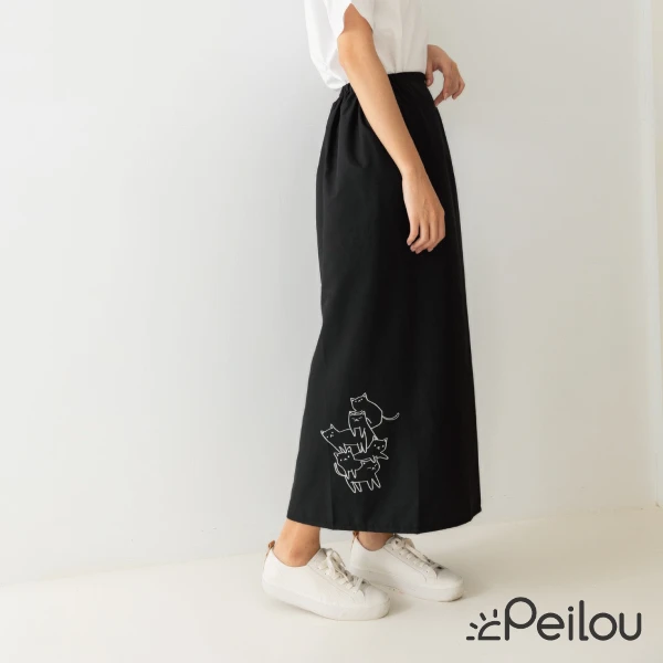 【Peilou】貝柔貓日記防潑水防風防雨遮陽裙-疊疊樂(單入)