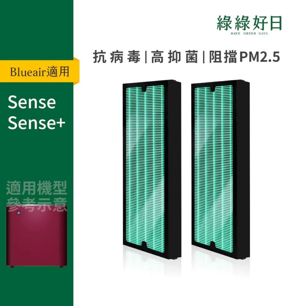 【綠綠好日】適用 Blueair Sense Sense+系列 空氣清淨機 HEPA抗菌濾網(2入)