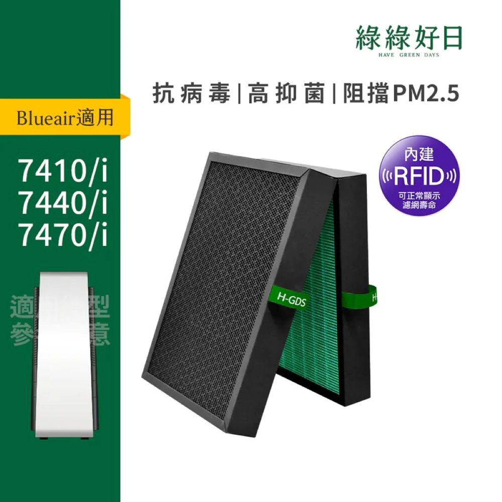 【綠綠好日】含RFID|適用Blueair 7400系列7410i 7440i 7470i複合式HEPA抗菌濾芯(1入)