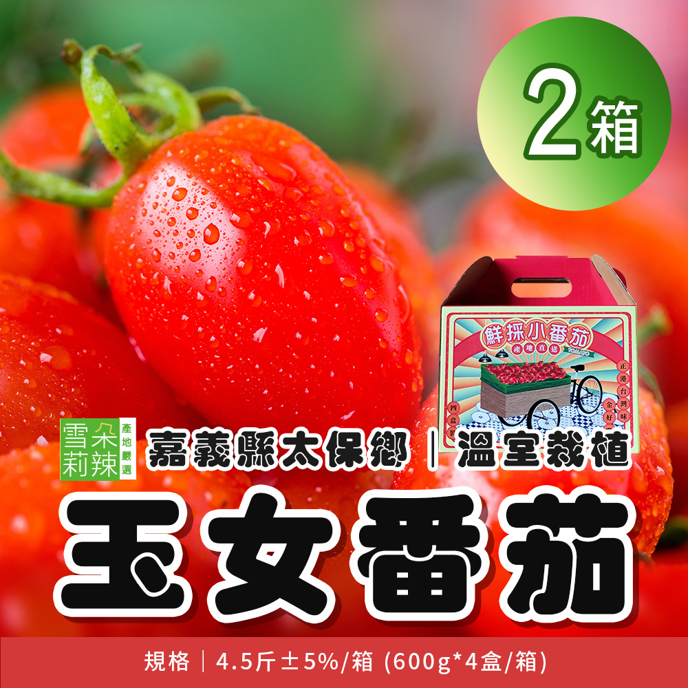【雪莉朵辣嚴選】溫室栽植 玉女番茄 4.5斤/箱 x2箱 (皮薄／香甜／多汁)