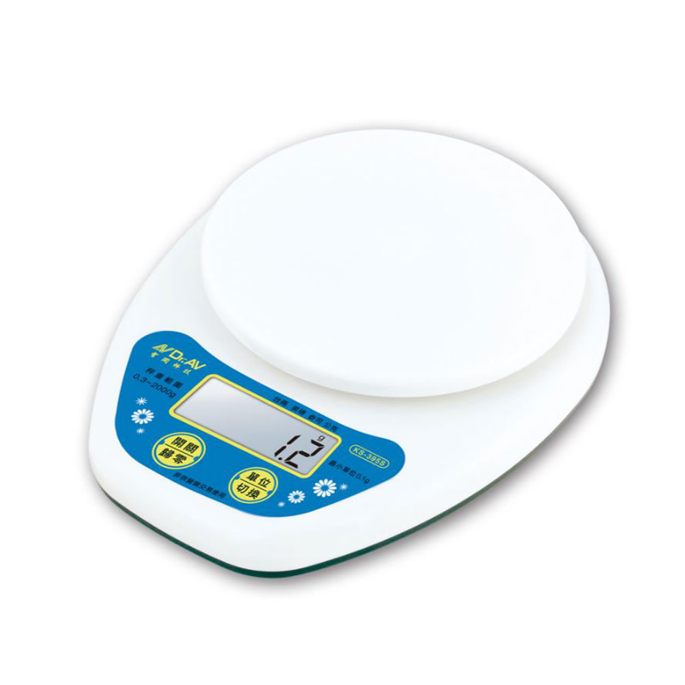 【Dr.AV 聖岡科技】KS-395S日式 精巧型 微量 電子秤0.3g~2kg(輕巧 體積小4種單位 加大按鍵 容器扣重 料理秤 藥秤 珠寶秤)